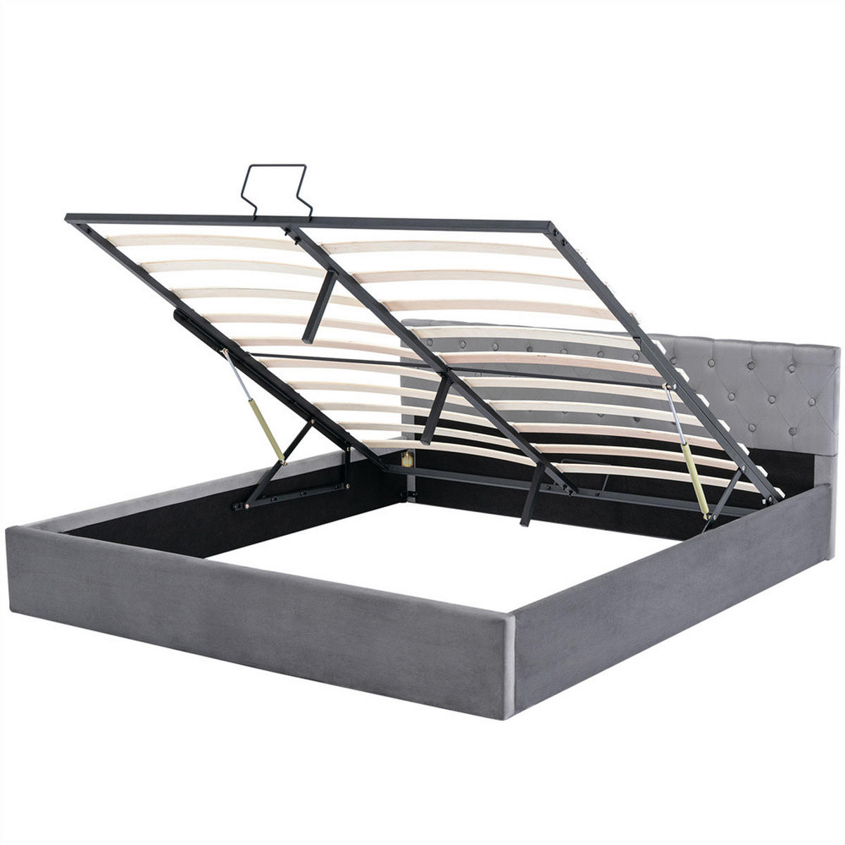 POLSTERBETT 180/200 cm in Grau Samt - Grau, Holz/Textil (180/200cm) - KOMHTOM