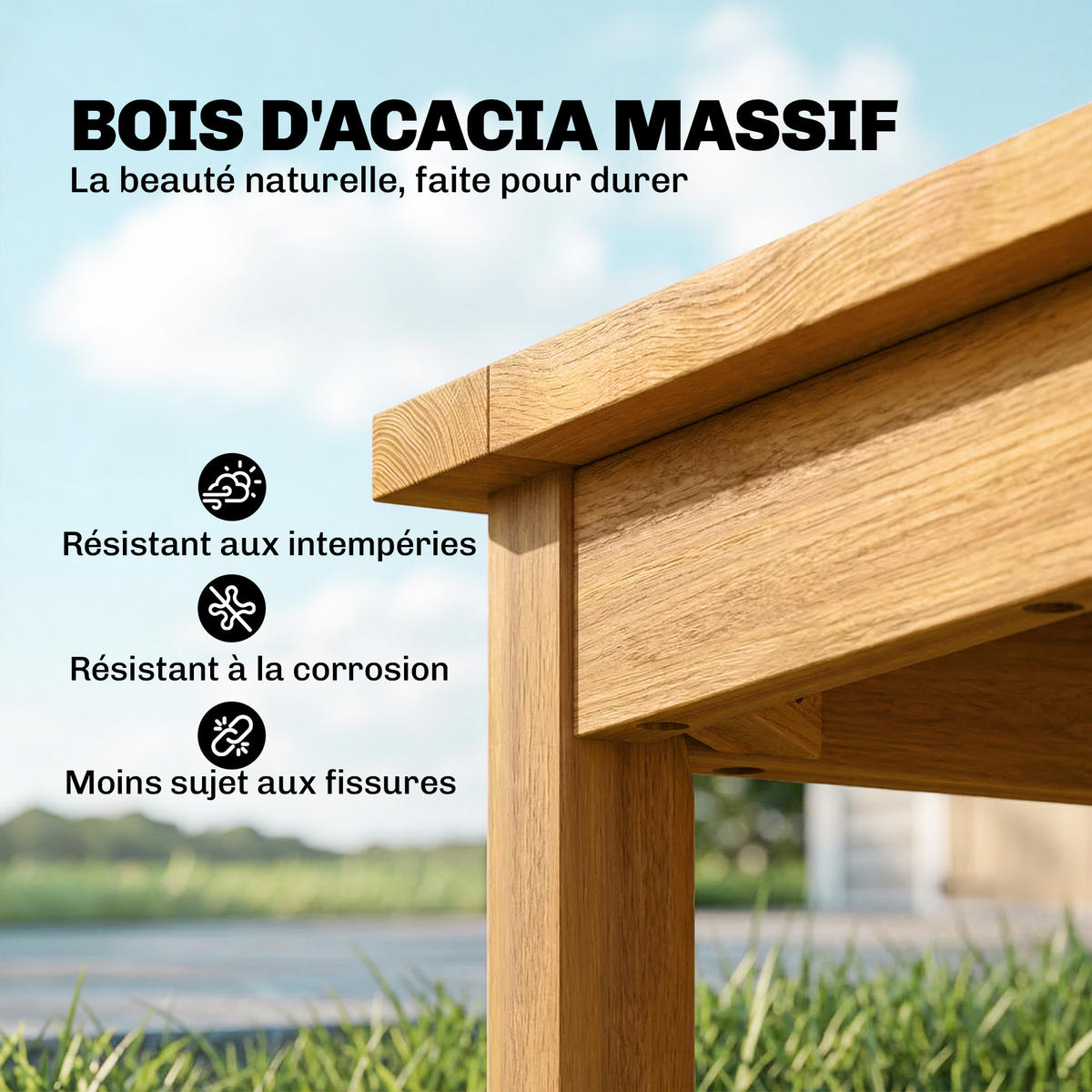 GARTENBEISTELLTISCH DE-14222 quadratisch, Akazienholz, Lattenrost Natur - Naturfarben, Holz (48/48/46cm) - ComfortXL