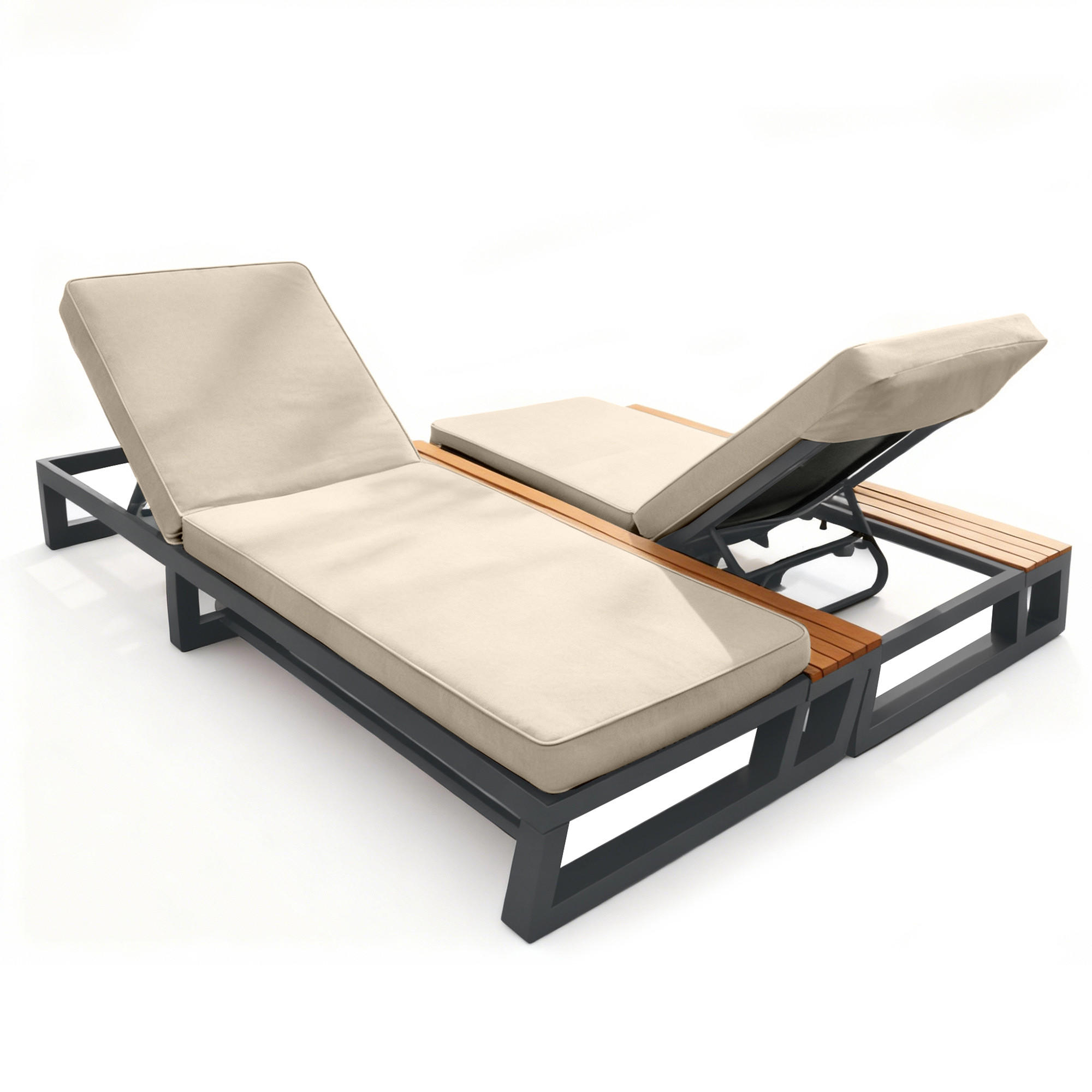 SONNENLIEGE, 2 Personen, Verstellbar, Daybed, Beige - Beige, Metall (159/184cm) - FLIEKS