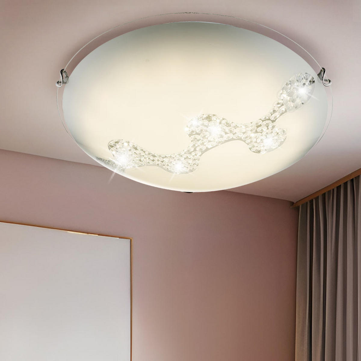 LED DECKENLEUCHTE DERK Weiß Glas Metall - Weiß, Glas (40/40/11cm) - Globo Lighting