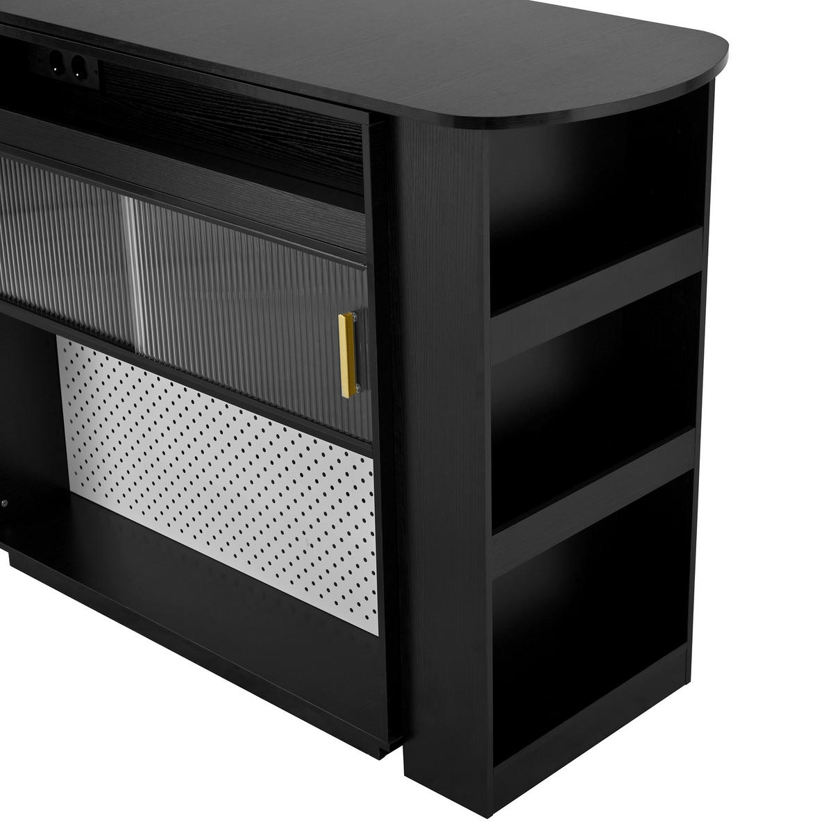 SIDEBOARD 120x50x95.5 cm Schwarz mit LED-Beleuchtung & Ladestation - Schwarz, Holzwerkstoff (120/95.5/50cm) - Modfu