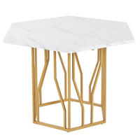 ESSTISCH sechseckig 115,5/100/75 cm DE-39659 Weiß/Gold - Goldfarben, Holzwerkstoff (100/115.5/75cm) - ComfortXL