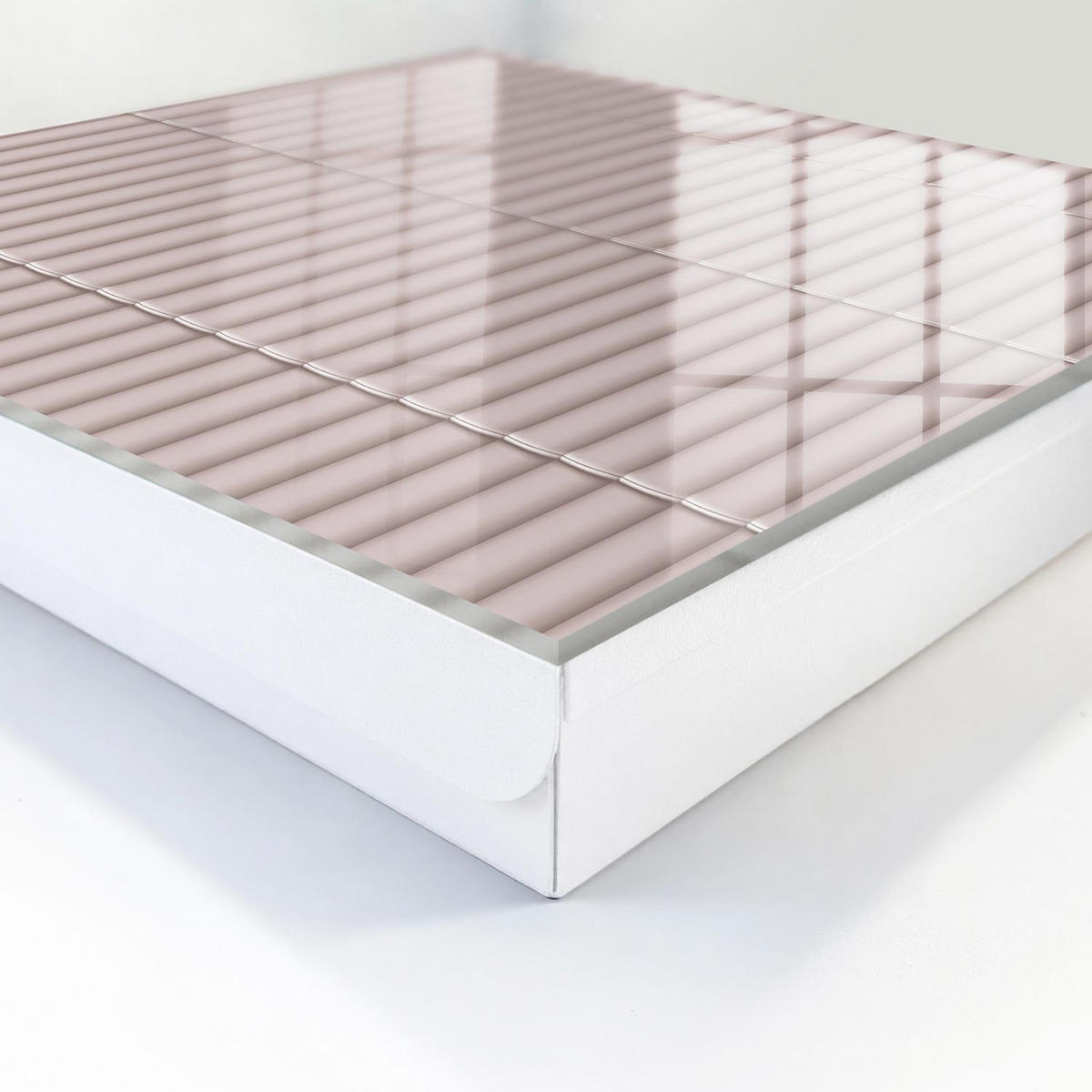 SCHLÜSSELBOX Weiß 30x30 cm – Türöffnung nach rechts - Minimalistische Textur - Beige, Metall (30/30/5cm) - TULUP