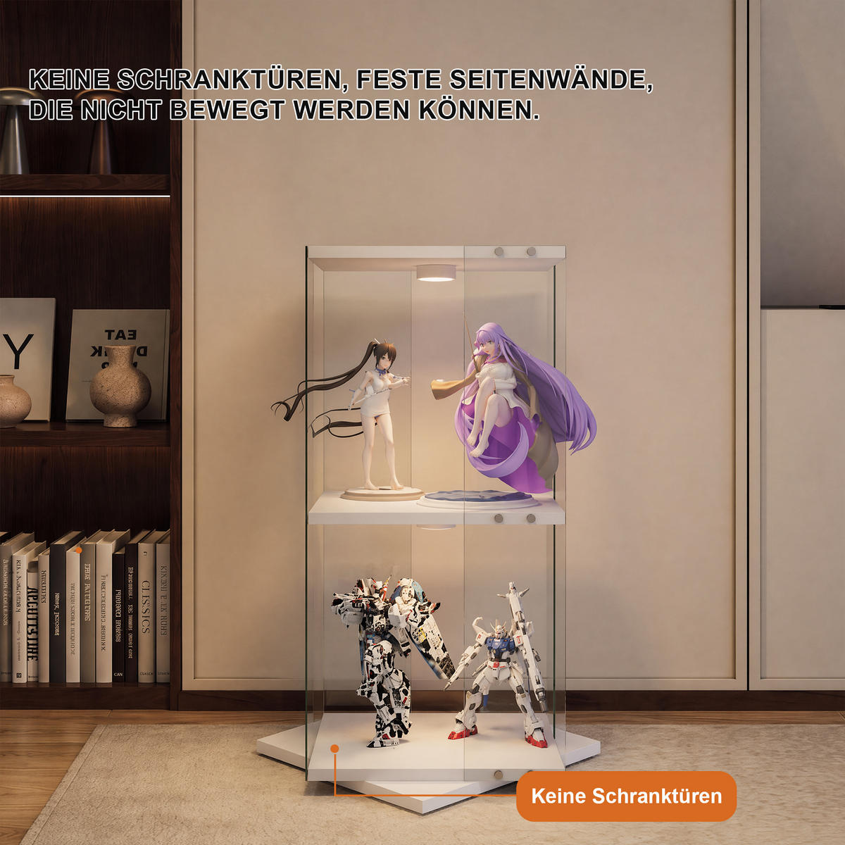 DREHVITRINE 360° Glasvitrine weiß mit RGB LED, 2 Etagen - Weiß, Glas (38/82/38cm) - SHOPENTRA