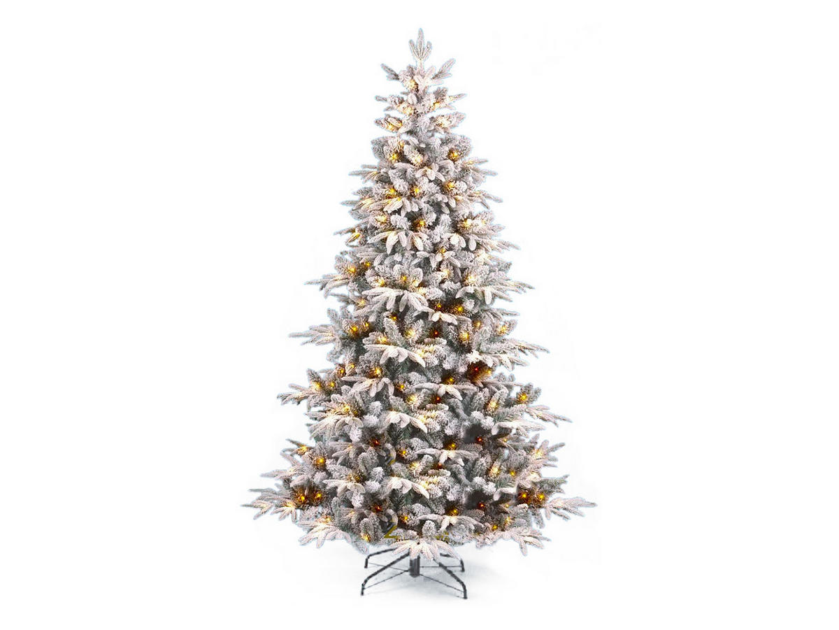 LAALU WEIHNACHTSBAUM künstlich DELUXE Tanne Anita 180 cm mit SMART LED LIGHTING mit Ständer - Weiß, Kunststoff (180cm) - LAALU