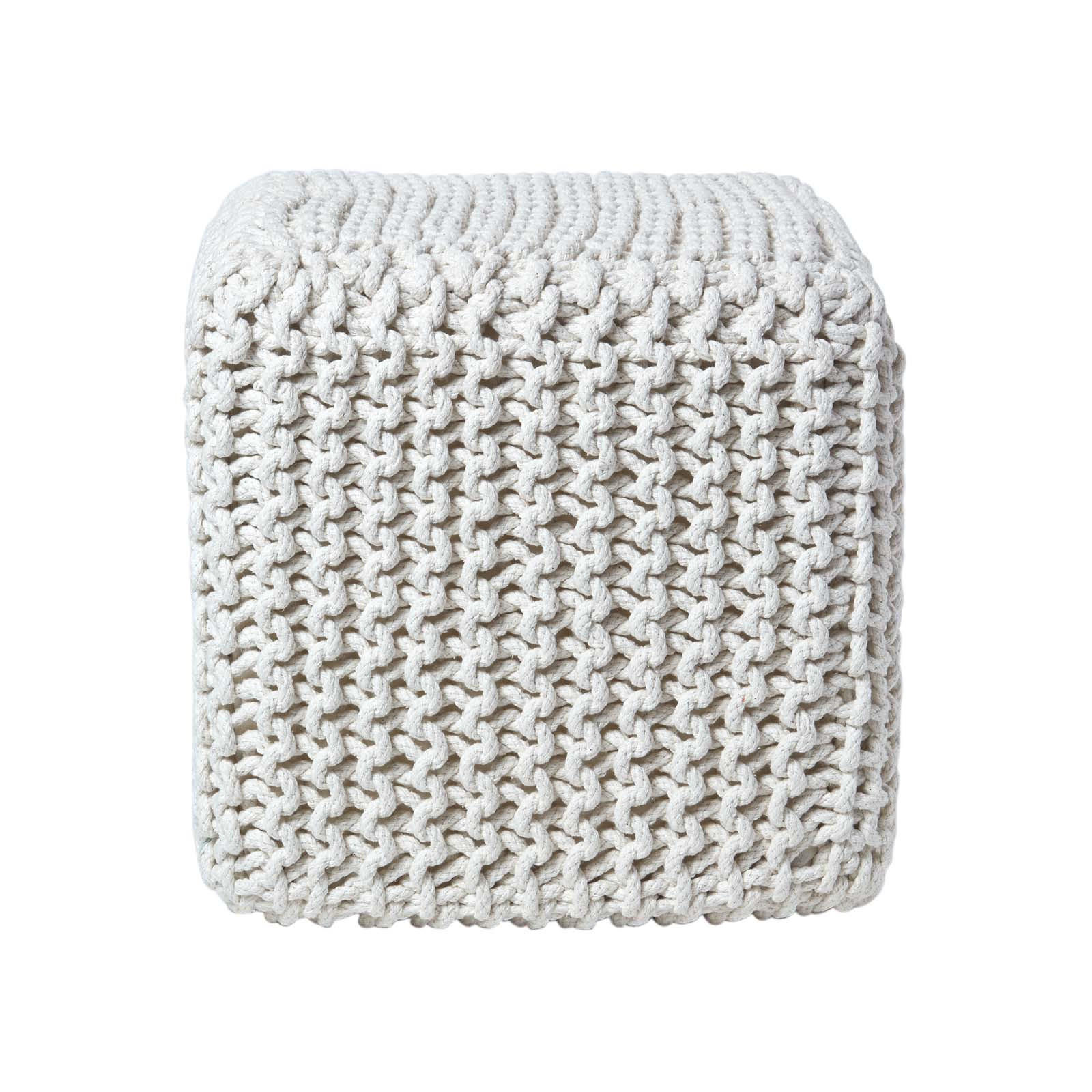 STRICK-POUF natur, Sitzwürfel 35/35/35 cm - Naturfarben, Textil (35/35/35cm) - Homescapes