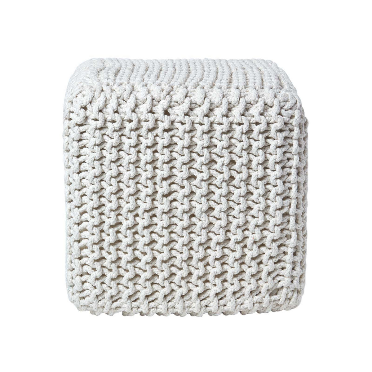 STRICK-POUF natur, Sitzwürfel 35/35/35 cm - Naturfarben, Textil (35/35/35cm) - Homescapes
