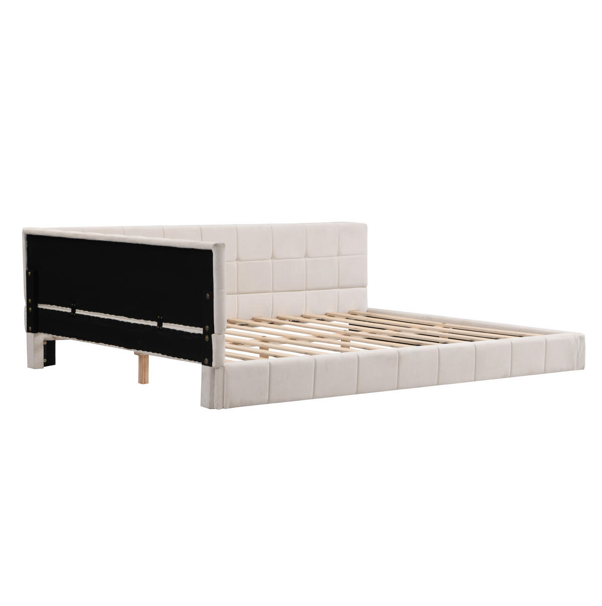 POLSTERBETT 140/200 cm Beige aus Samt mit Lattenrost und Sofa-Funktion - Beige, Textil (140/200cm) - Flora Grace