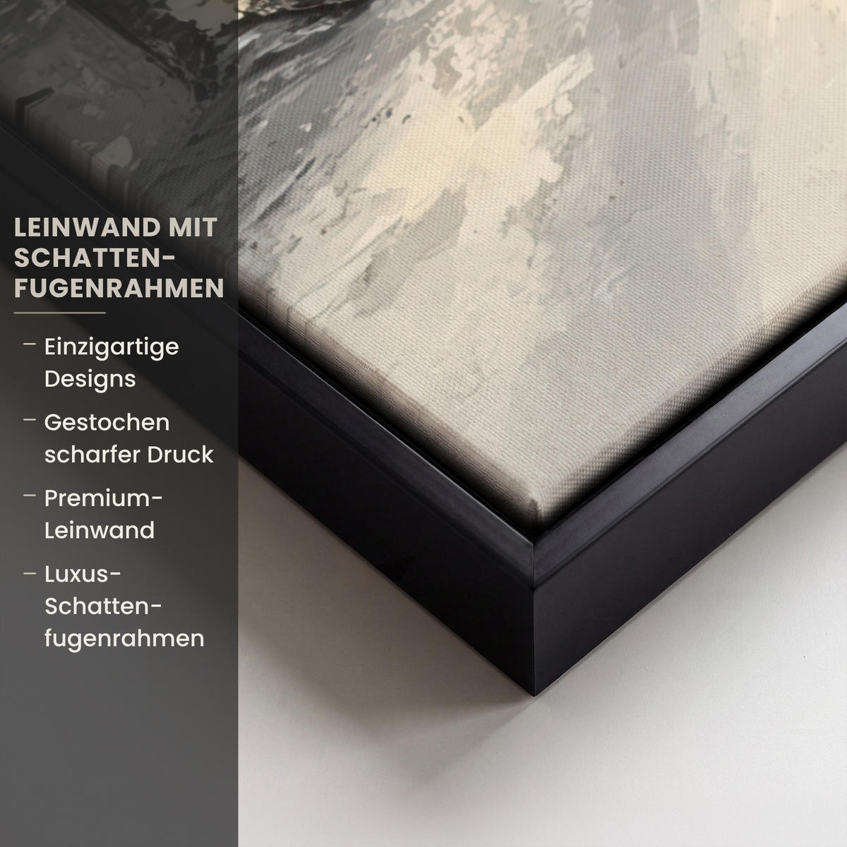 LEINWAND Bilder mit Rahmen - Winter - Abstrakt - Schnee - Natur - Sonne - 50x50 - Grau, Textil (50/50cm) - MuchoWow