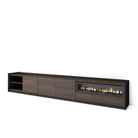 TV-SCHRANK, Dunkler Eiche und Schwarz, Elektrokamin, 310/37/50cm - Dunkelbraun, Holzwerkstoff (310/50/37cm) - Skraut Home