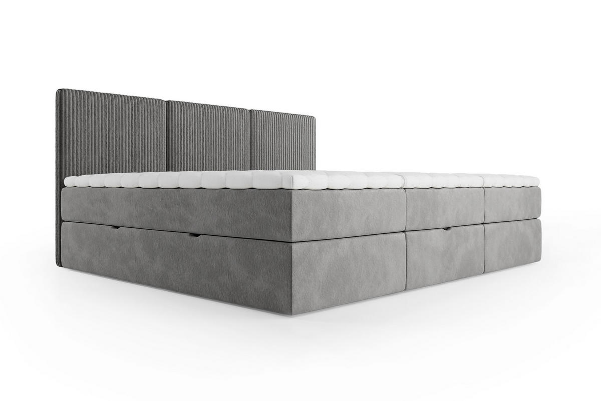 BOXSPRINGBETT Weit 240x200 cm mit Bettkasten – Grau, 3 modulare Segmente - Grau, Textil (240/200cm)