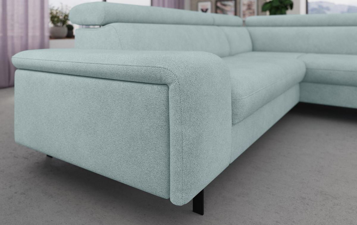 ECKSOFA mit Schlaffunktion und Bettkasten - Türkis/Schwarz, Kunststoff/Textil (215/262cm) - Cotta