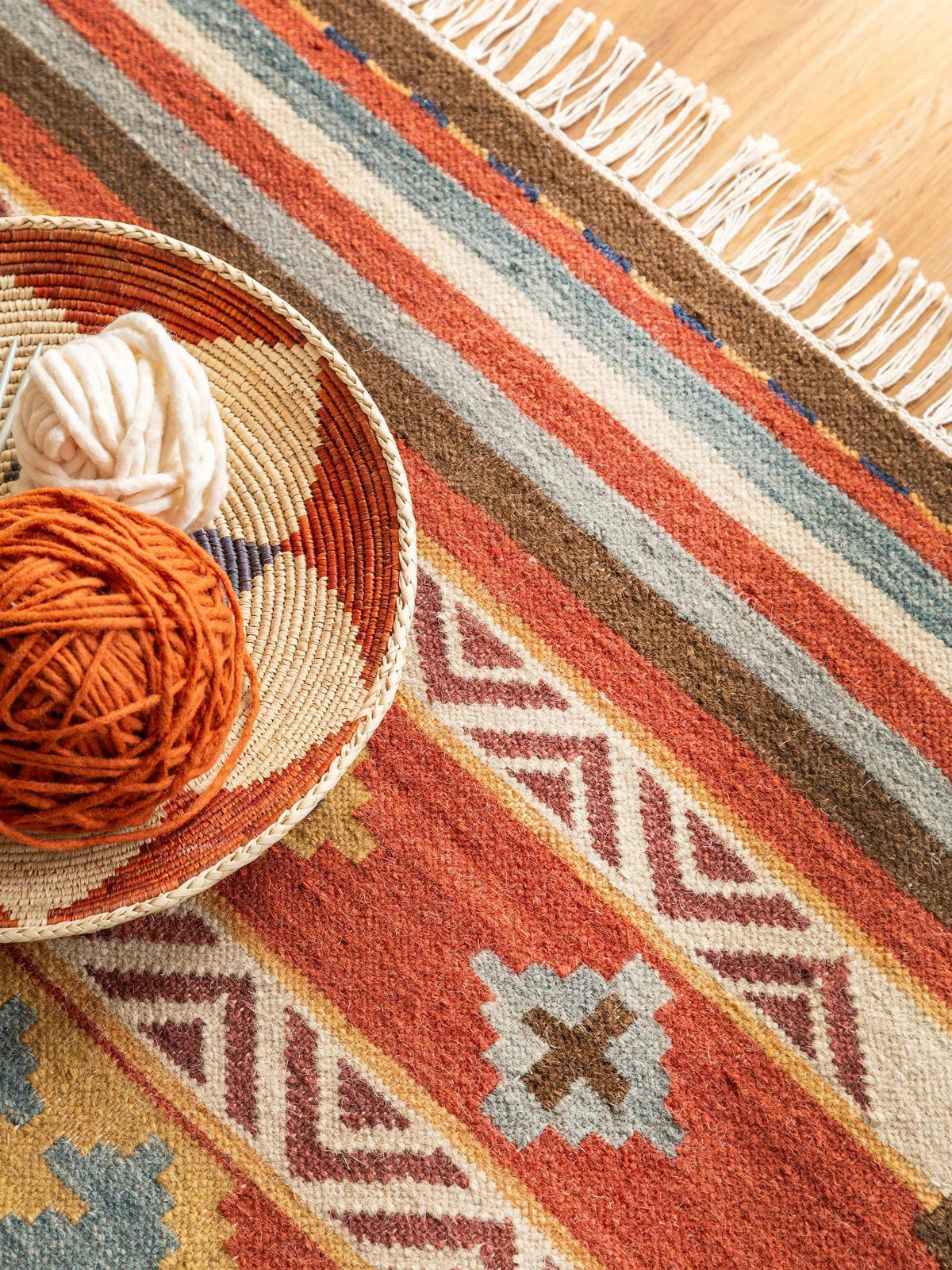 KELIM handgewebt Zohra Multicolor/Rot 200x300 cm - Multicolor, Textil (200/300cm) - benuta Pure