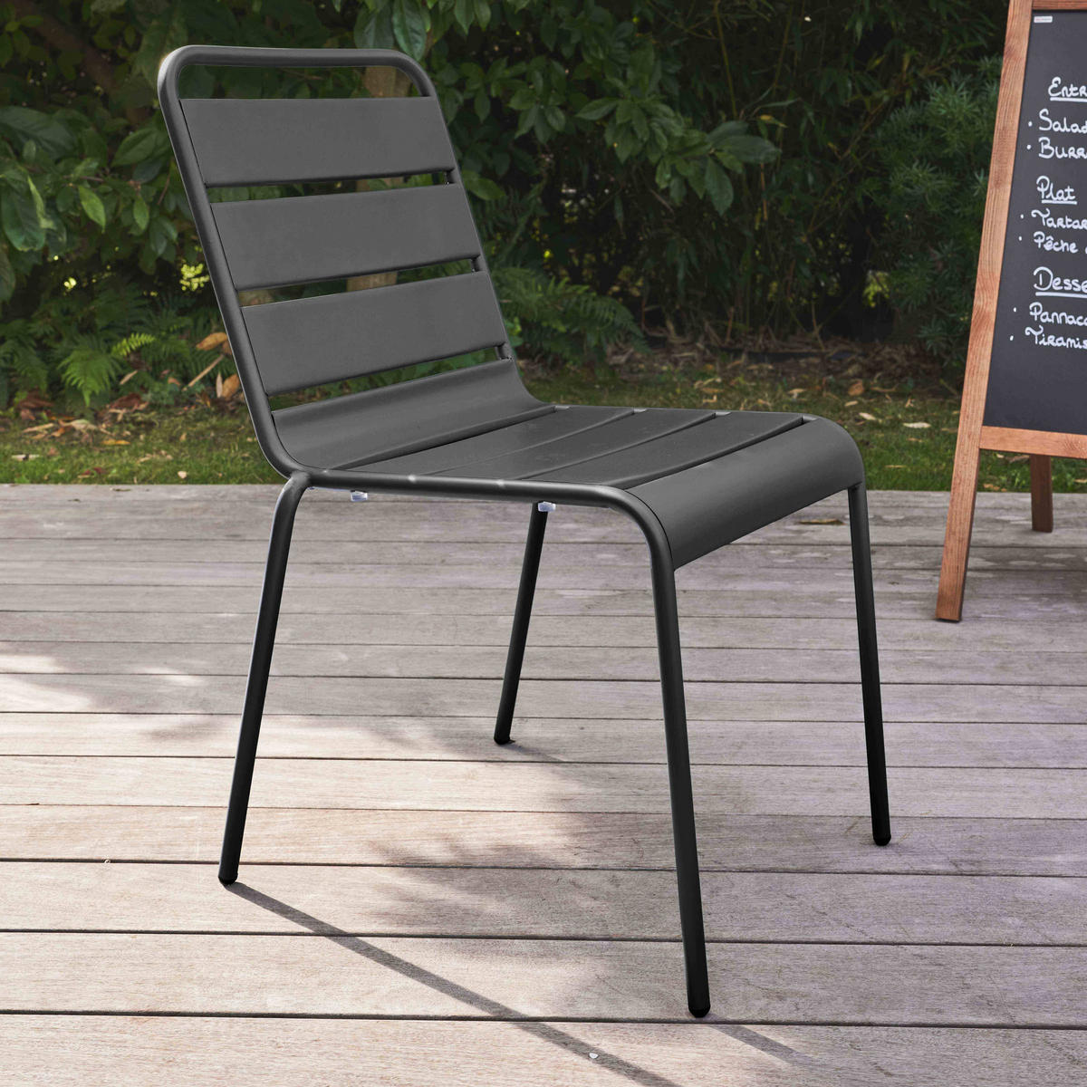 GARTENSTUHL, Schwarz - Schwarz, Metall (42/83/53cm) - Oviala