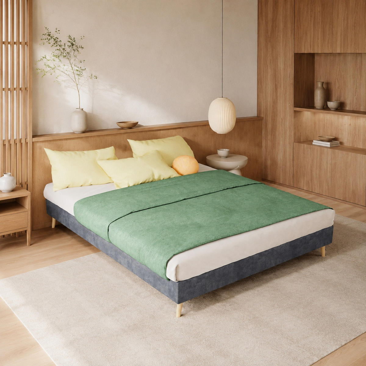 POLSTERBETT 140/200 mit niedrigem Unterbau, stabilem Holz-Rippenrahmen und Hollandstoff in Grau - Grau, Holzwerkstoff/Textil (140/200cm) - EVRYAE