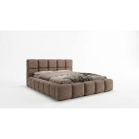 POLSTERBETT LOMBA 200x200 cm mit Bettkasten und Metall-Lattenrost – Bouclé Stoff Arena Taupe - Taupe, Textil (200/200cm) - Luxkor24