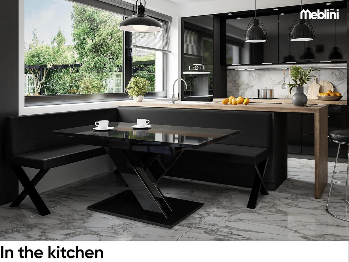 ECKBANK ERIC_X - Schwarz, Leder (142/196cm) - Meblini