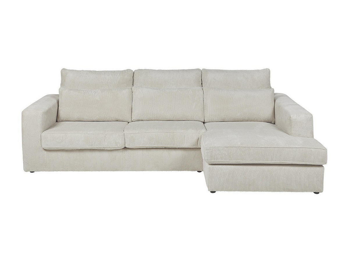 RECHTES Ecksofa aus beigefarbenem Cord – MONDOVI - Beige, Textil (271/167cm) - Vente-Unique