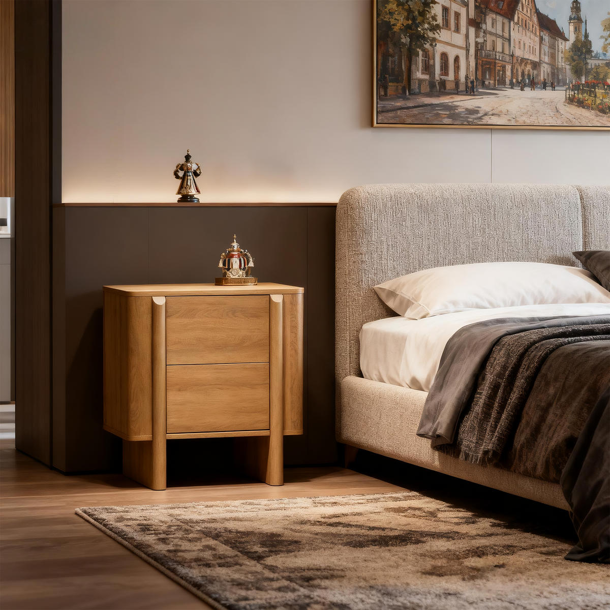 NACHTTISCH Modern im Nordischen Stil,Eichenfarben, Holz-Optik Eiche | B55 x T40 x H60 cm - Eichefarben, Holz (55/60/40cm) - Hometopia