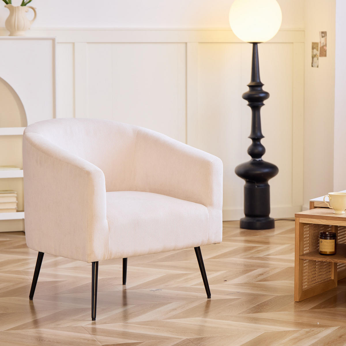 SESSEL Cordsamt Beige - Beige, Textil (75/76/65cm) - Nordlys