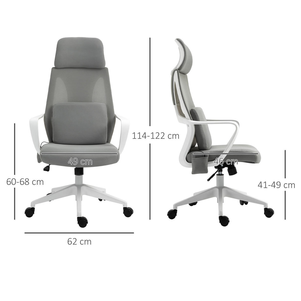 BÜROSTUHL Massagesessel Chefsessel mit Massagefunktion höhenverstellbar Grau - Grau, Kunststoff (60/122/62cm) - Vinsetto
