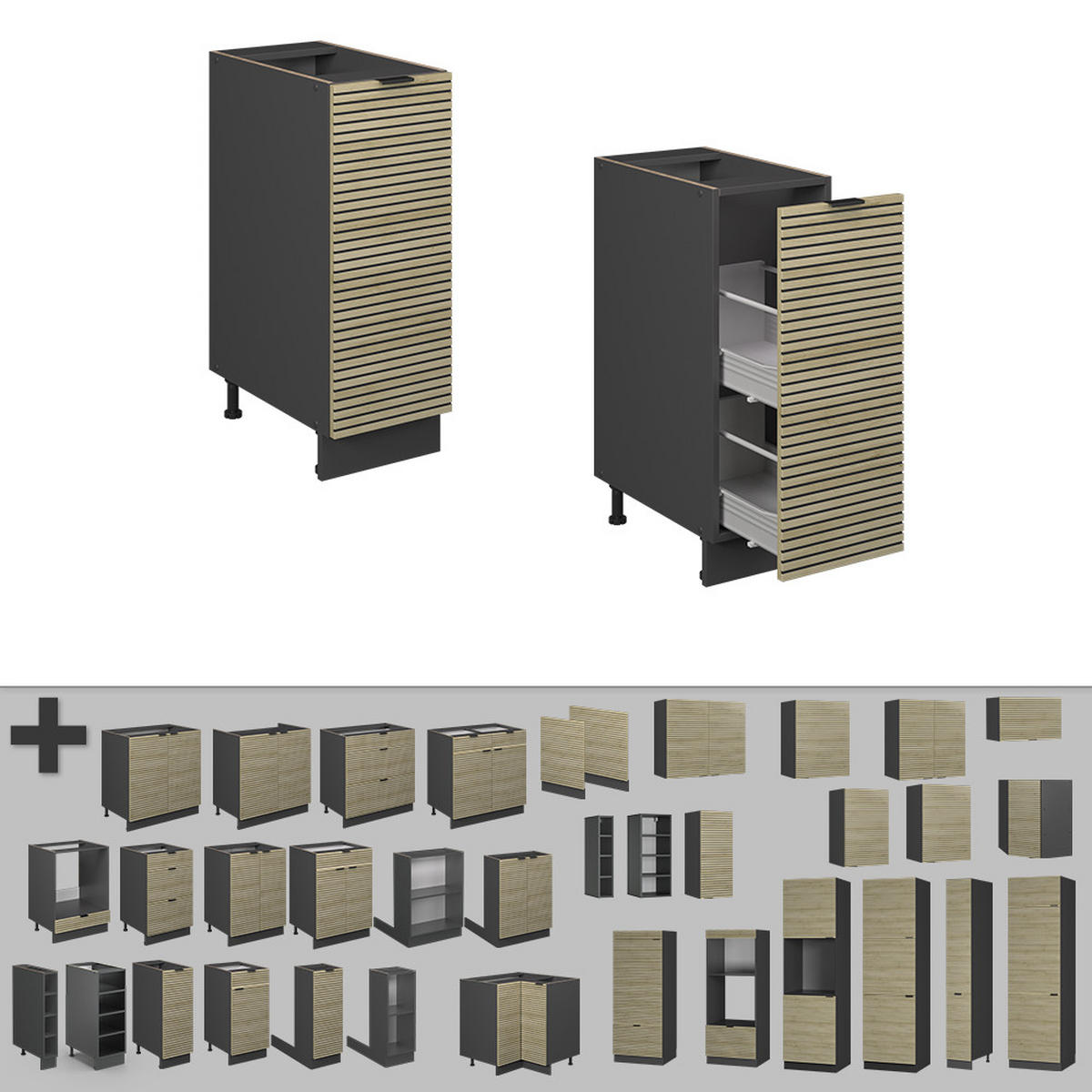 APOTHEKERSCHRANK Fame-Line Eiche Paneel 30 cm , AP Eiche - Hellbraun/Eichefarben, Holzwerkstoff (30/82/60cm) - Vicco