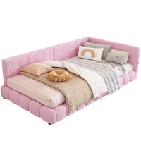 TAGESBETT 90/200 cm rosa mit USB-Anschluss und 16 Farben LED-Beleuchtung - Rosa, Textil (90/200cm) - OKWISH