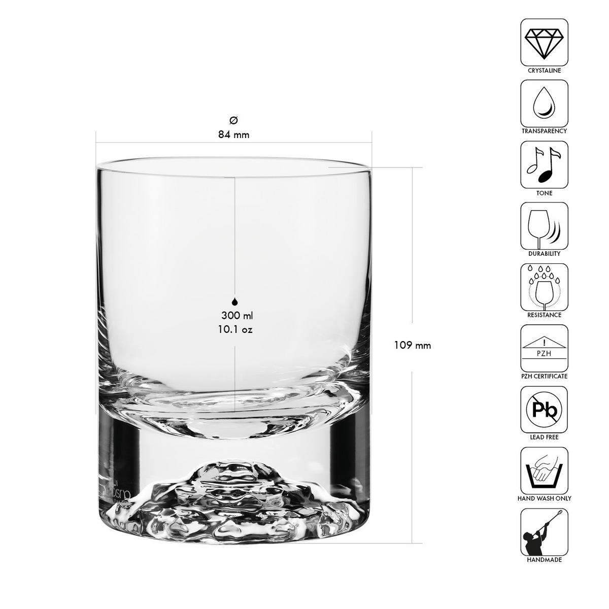WHISKYGLÄSER, 2er-Set, 300 ml, Handgemacht - Transparent, Glas (0.3L) - Krosno Glass