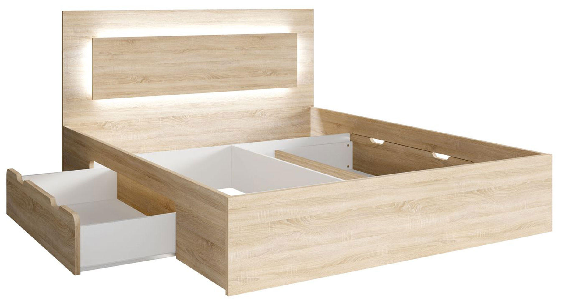 SCHLAFZIMMER-SET Fino mit Lattenrahmen sonoma eiche 3-teilig - Braun, Holz/Holzwerkstoff (140/200cm) - Feldmann-Wohnen