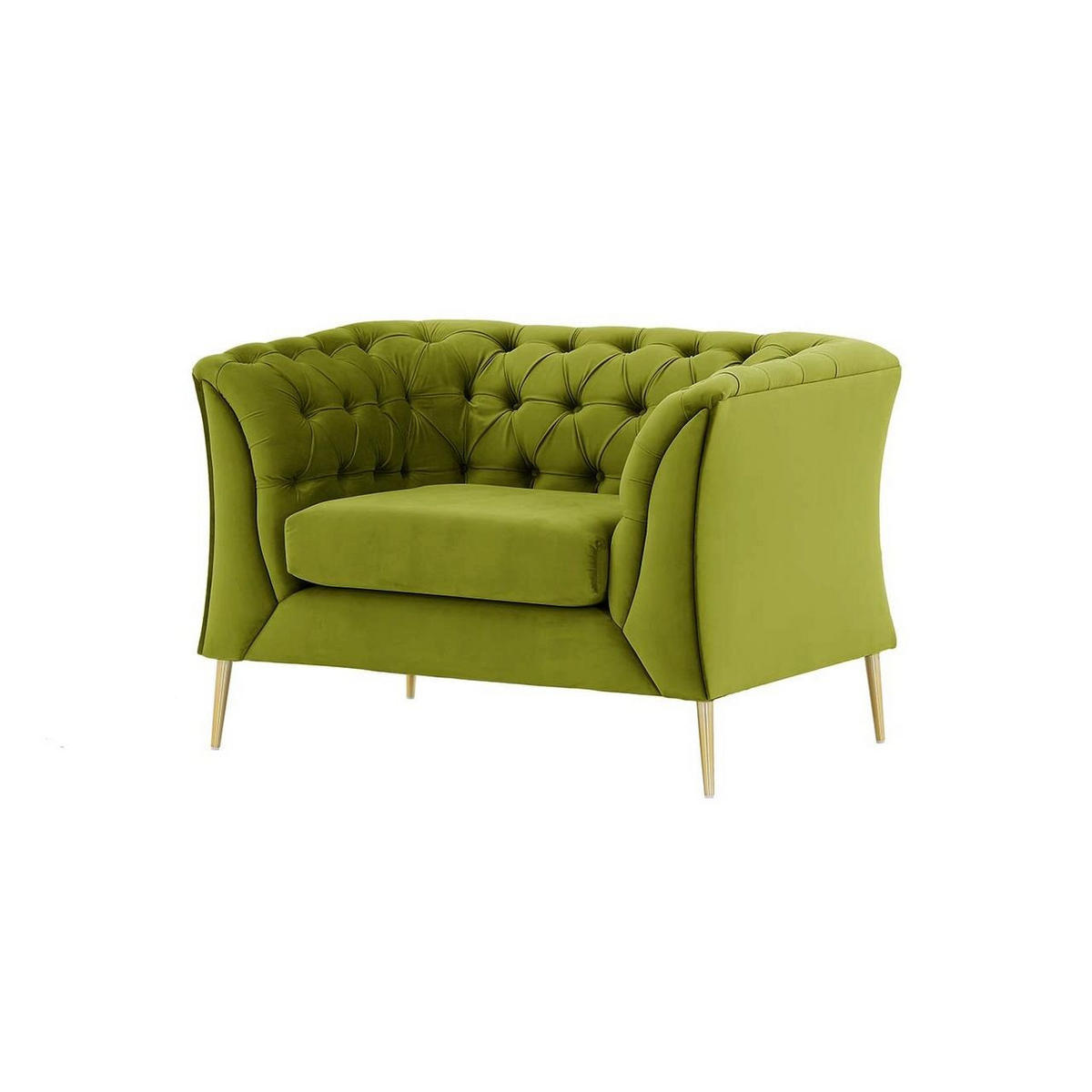 SESSEL Chesterfield Modern-Velluto 9 - Olivgrün, Holz/Textil (106/74/80cm)