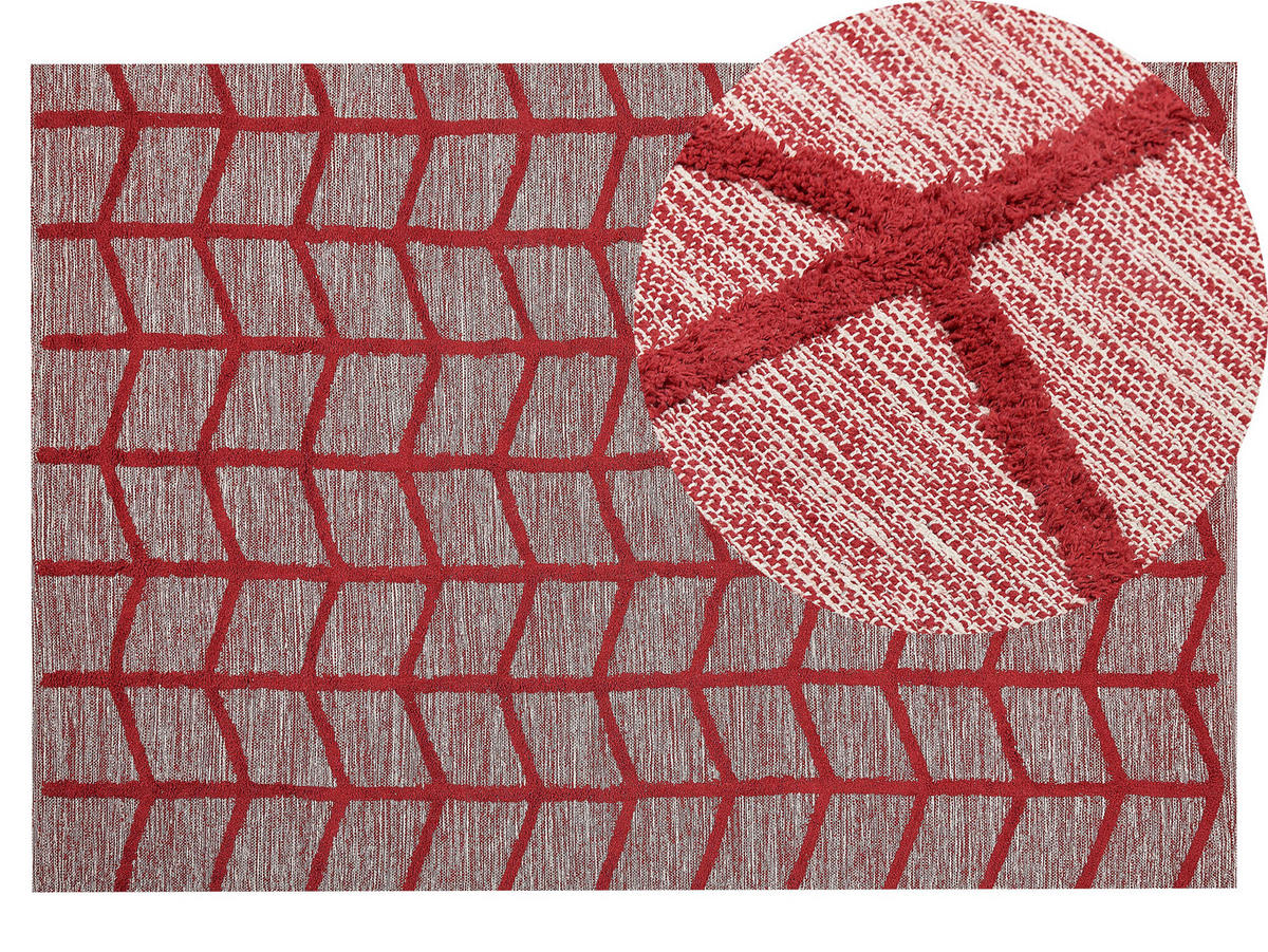 KURZFLOR-TEPPICH Sivas 200/140 cm - Rot, Textil (140/200cm) - Beliani