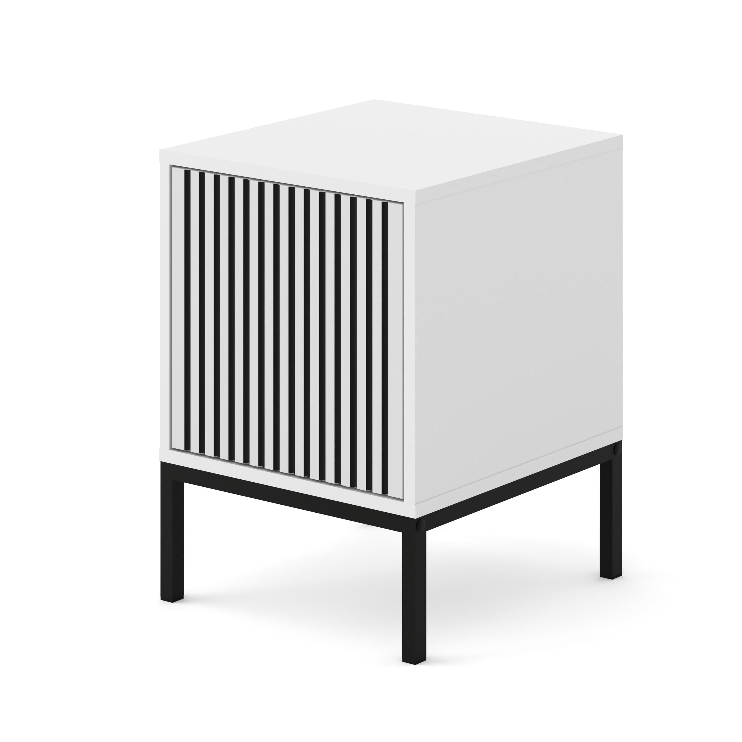 Raumhirsch Furniture Nachttisch Weiß, Schwarz 41x55x40 cm