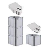 EUROBOX 4x Nextgen Economy Mit Scharnierdeckel Grau/Schwarz Griffe Geschlossen - Schwarz, Kunststoff (30/32/40cm) - PROREGAL