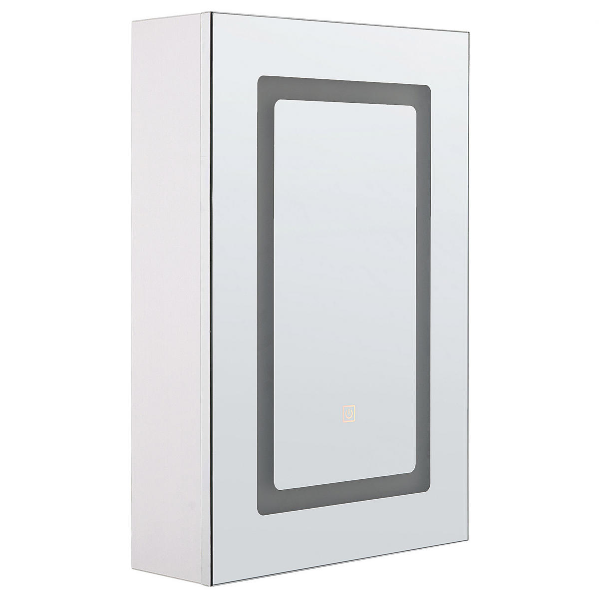BAD SPIEGELSCHRANK weiß/silber mit LED-Beleuchtung 40/60 cm Condor - Silberfarben/Weiß, Holz (40/60/12cm) - Beliani