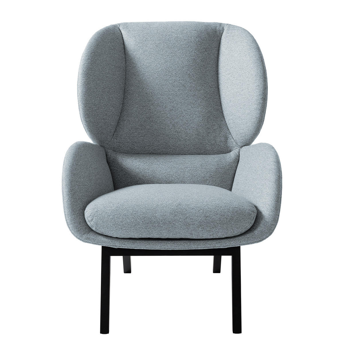 SESSEL - Blaugrau/Schwarz, Eichenholz/Textil (82/102/90cm) - home24