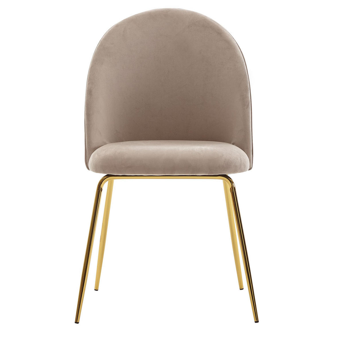 ESSZIMMERSTUHL 2er Set Samtbezug mit Metallgestell Diamantsteppung Skandinavisch gepolstert, Beige 53x50x87 cm - Beige/Goldfarben, Textil/Metall (53/87/50cm) - KADIMA DESIGN
