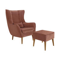 SESSEL Estjano mit Fußbank - Beige/Rosa, Holz (80/106/95cm) - MIRJAN24
