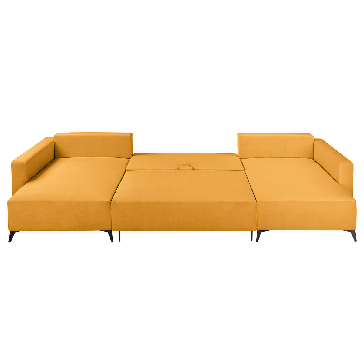 WOHNLANDSCHAFT - Gelb/Schwarz, Textil (382/81/148cm) - home24