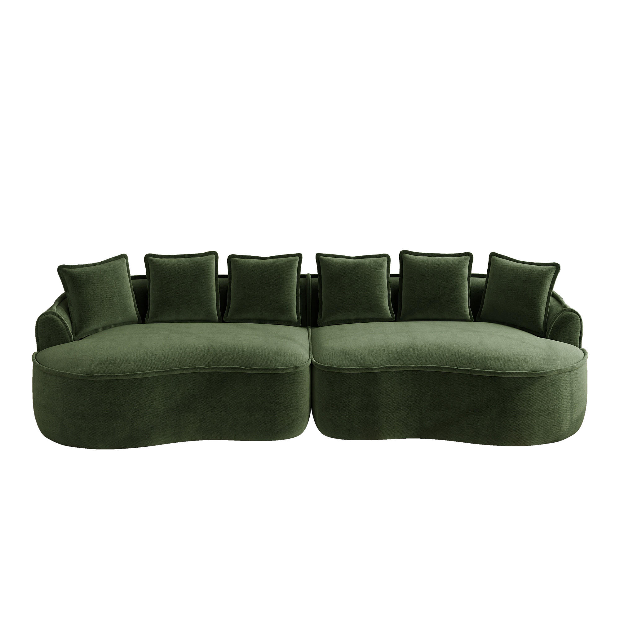 4-SITZER Sofa 320x114x67 cm aus Chenille-Stoff rahmenlos ohne Montage, grün - Grün, Textil (114/67/320cm)