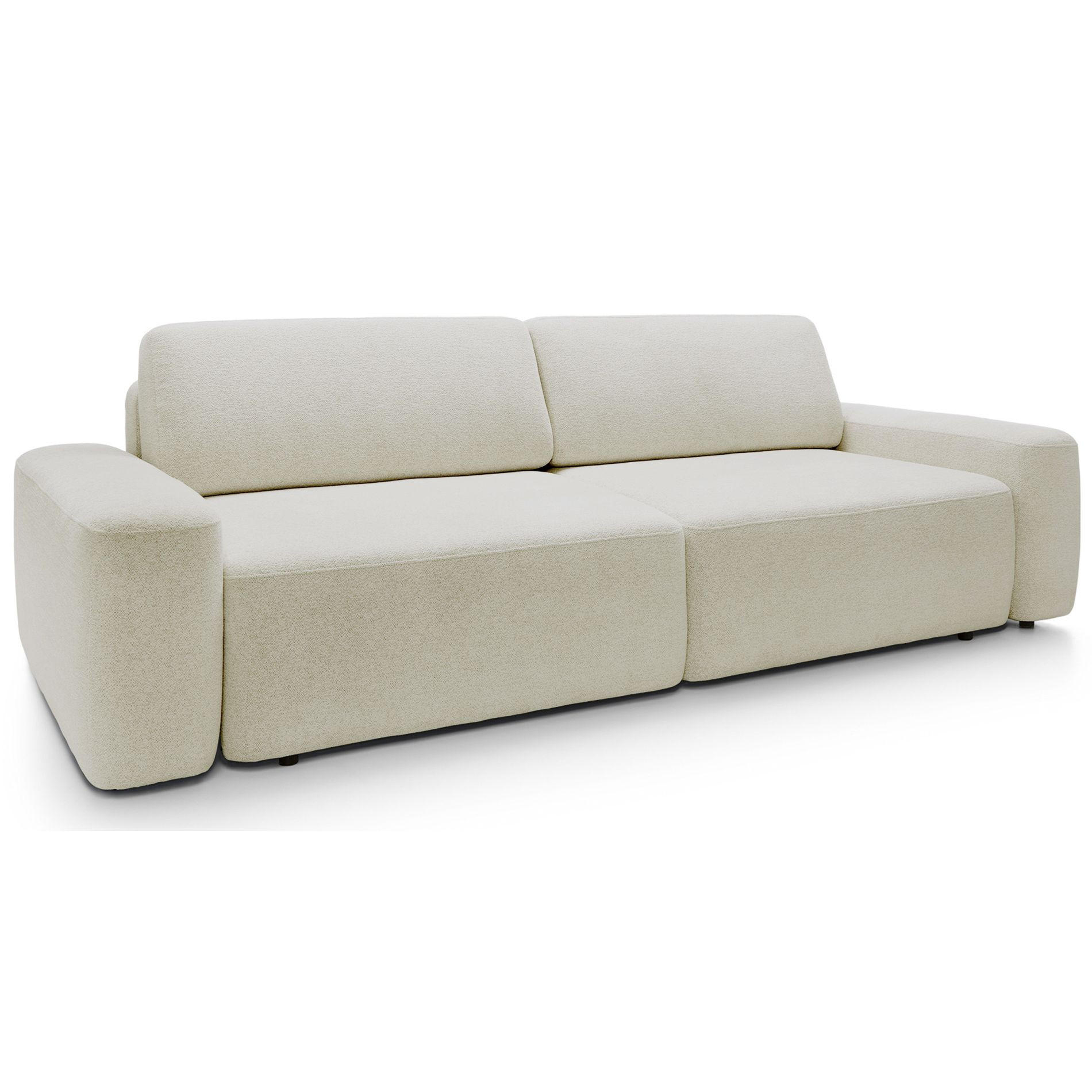 3-SITZER SOFA Baleo Creme Chenille-Bezug - Creme/Schwarz, Kunststoff/Textil (257/82/105cm) - Selsey