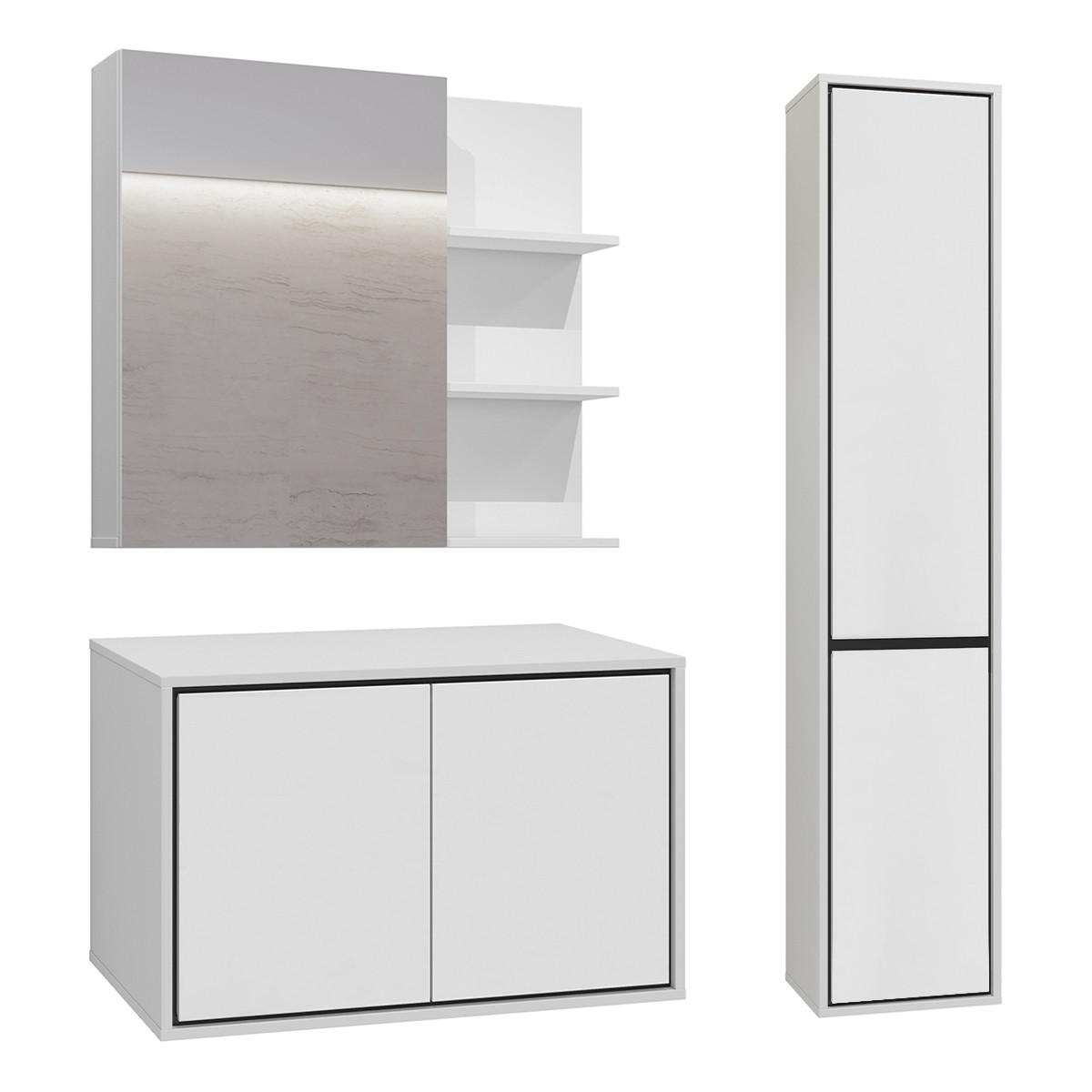 SKŘÍŇKA POD UMYVADLO 78cm Sophéa 2er-Set Bílá - bílá, kompozitní dřevo (78/50.8/48cm) - Petits-meubles