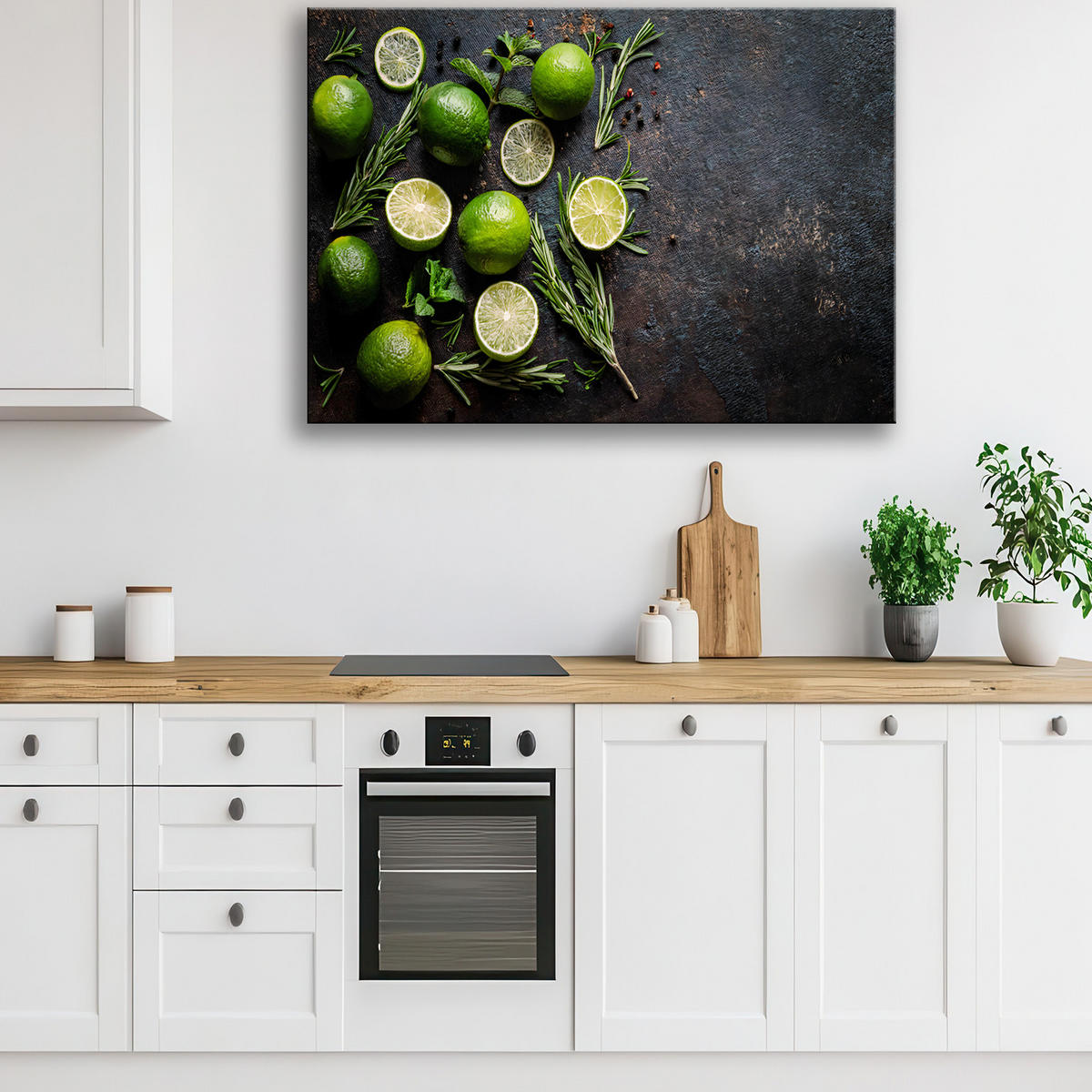 WANDBILD limettenfruchtgewürze essen für die küche - Grün, Textil (60/40cm) - Feeby