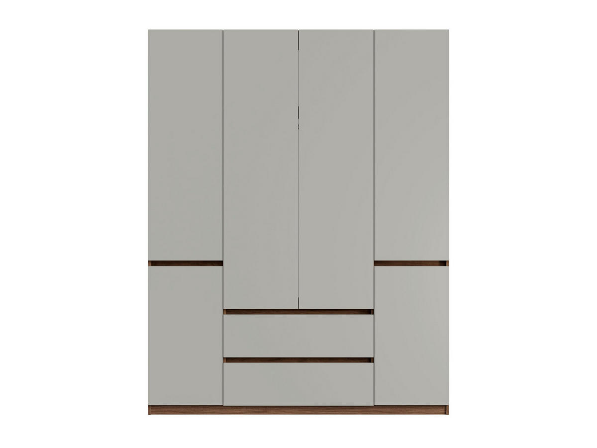 KLEIDERSCHRANK Walnuss, Neutralgrau 180/230,5/49,8 - Walnussfarben/Grau, Holzwerkstoff (180/231/50cm) - RAUMHIRSCH FURNITURE