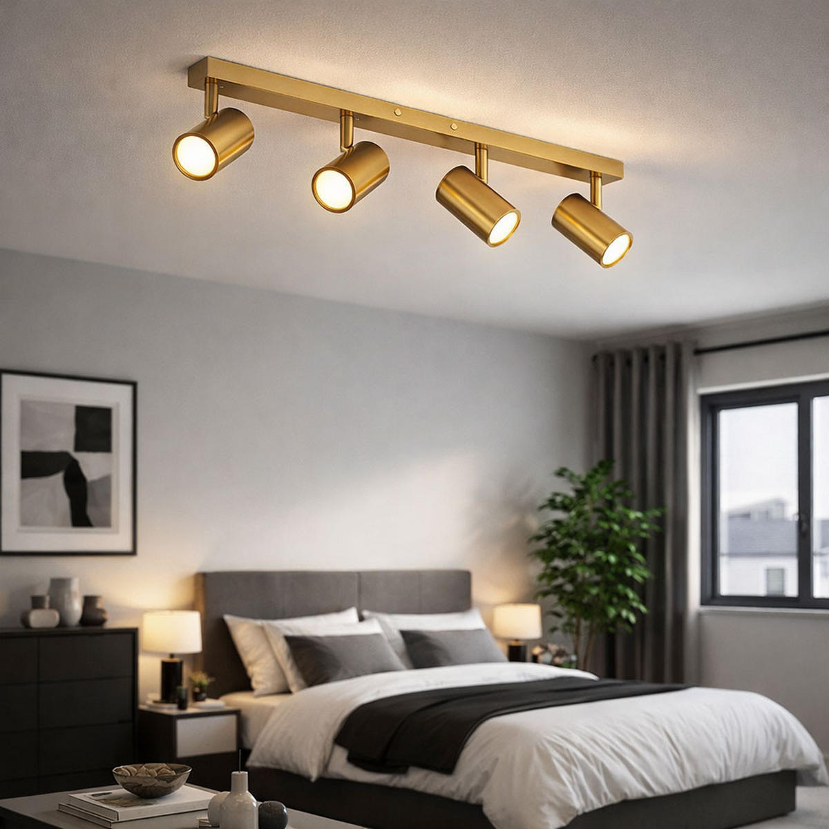 LED DECKENLEUCHTE Robby Gold gebürstet - Goldfarben, Metall (56/6/13cm) - Globo Lighting