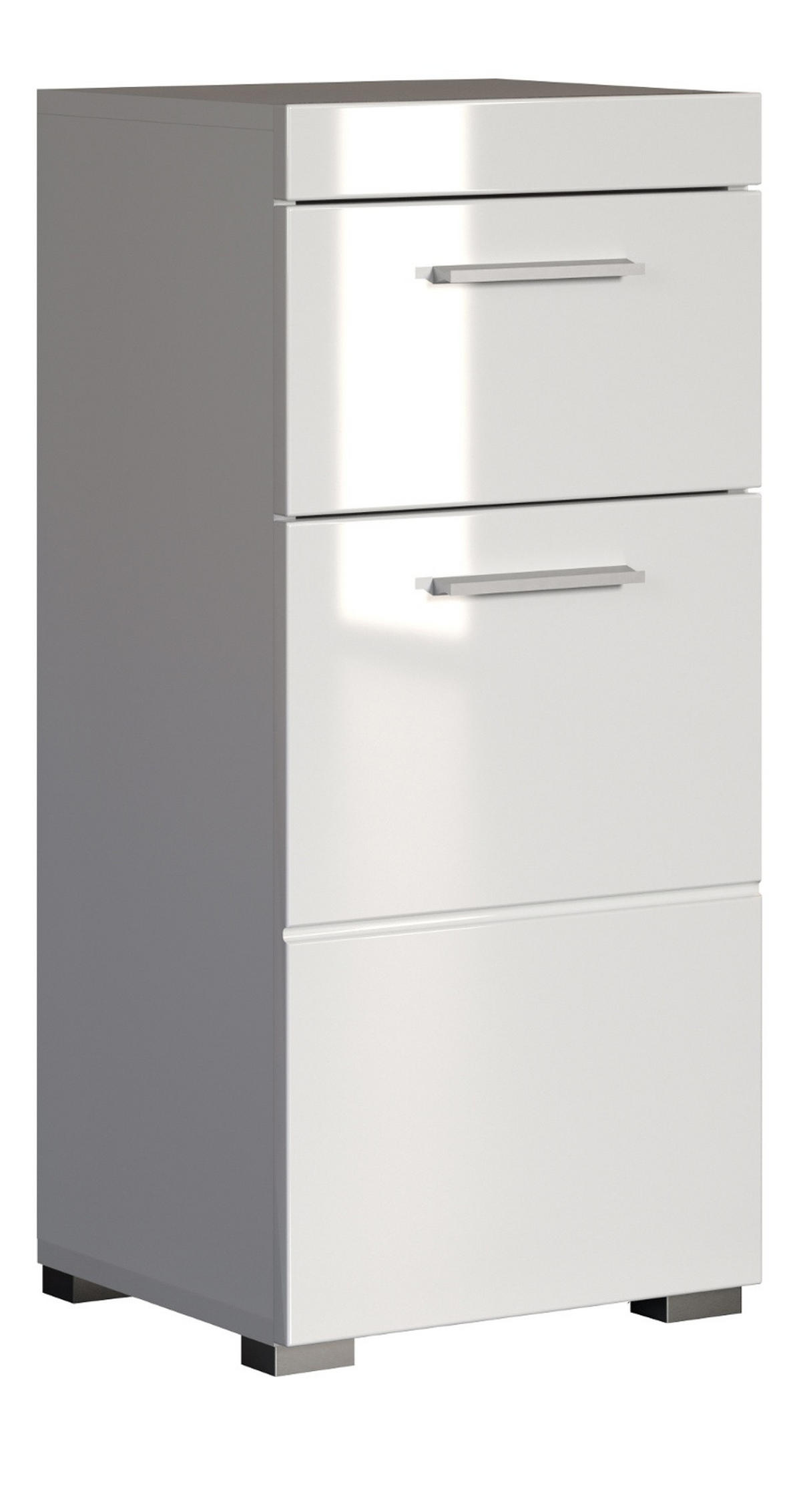 BADSCHRANK weiß Hochglanz 37 x 79 cm, Badezimmer Unterschrank modern - Weiß, Holzwerkstoff/Kunststoff (37/79/31cm) - Top.Furn