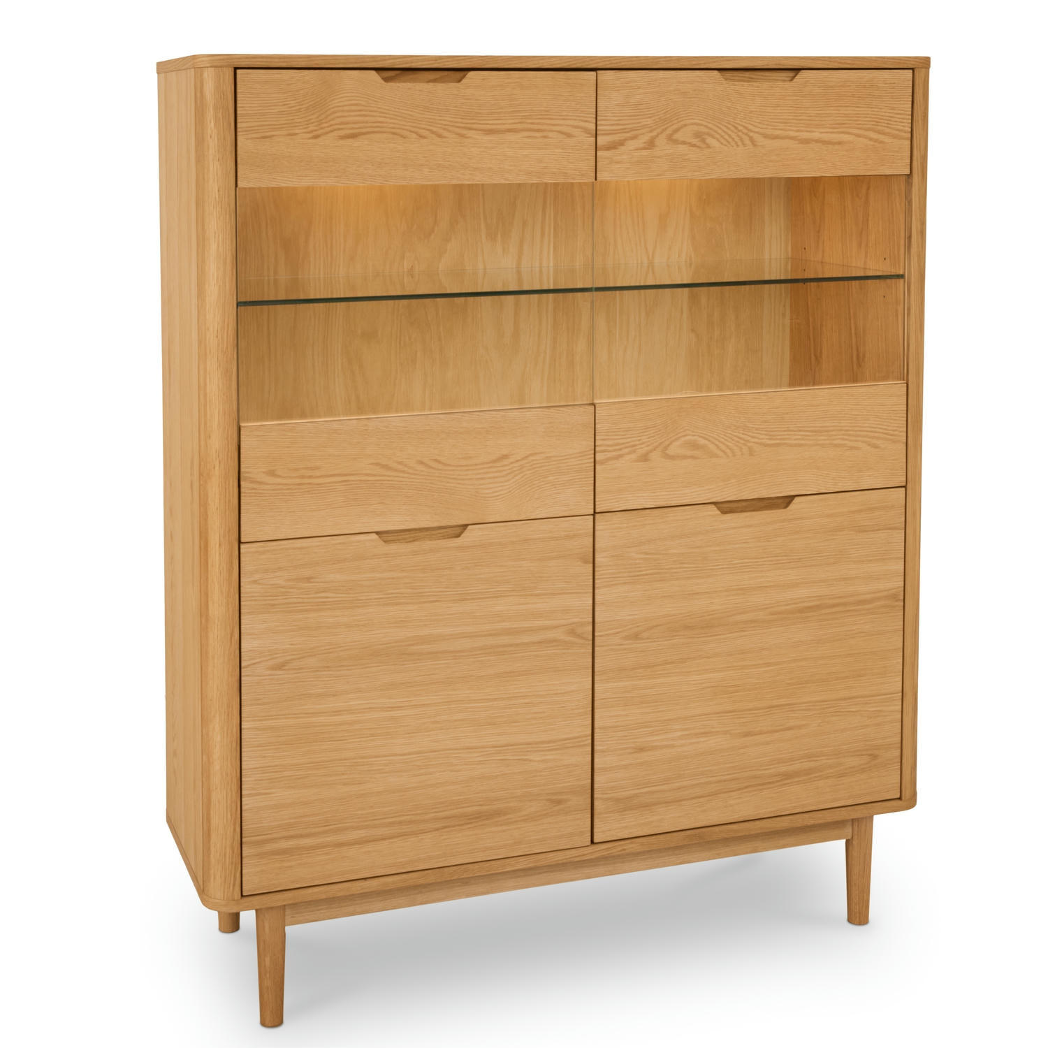 HIGHBOARD Eiche massiv - Eichefarben/Braun, Holz/Holzwerkstoff (123/146/45cm) - Furnhouse