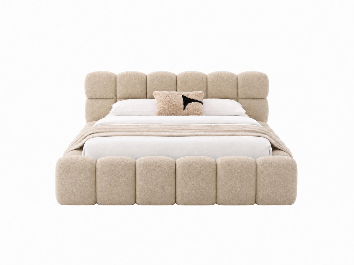 POLSTERBETT Mira Beige 180/200 cm Boucle mit Bettkasten - Beige, Textil/Metall (180/200cm) - wonello