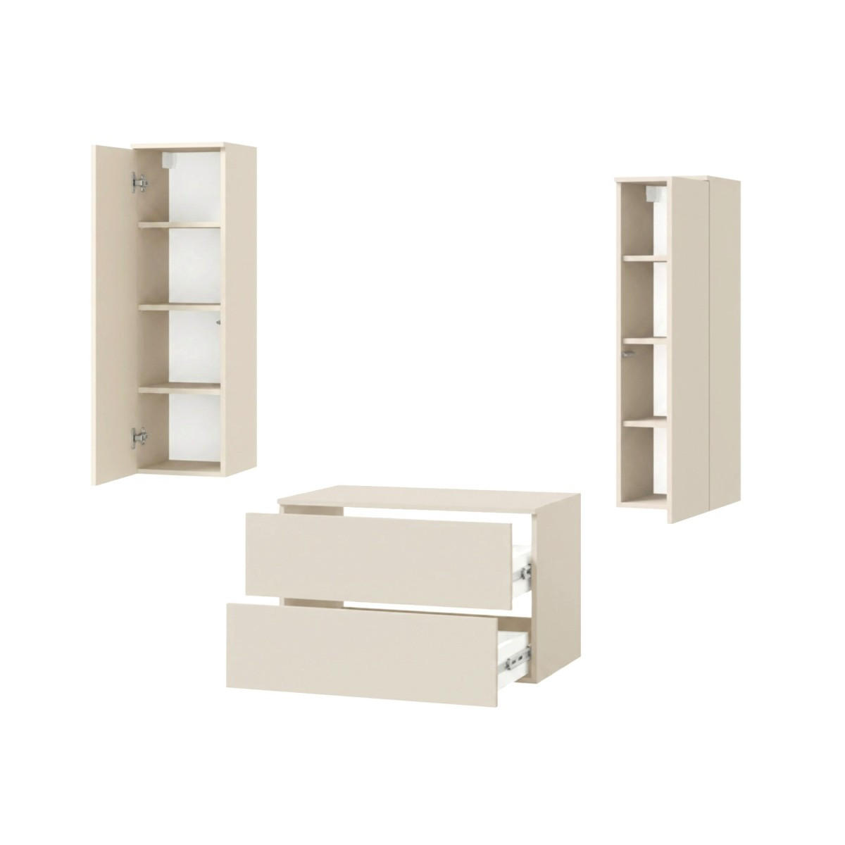 BADMÖBEL-SET Color Macadamia 3-Teilig (2S 80 + 1D 100 X2) - Beige, Holzwerkstoff (120/160/45cm) - mzm24