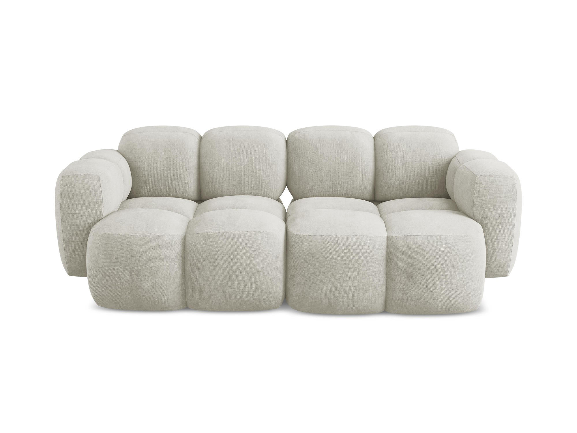 2-SITZER SOFA Chenille Stoff Creme - Perlmutt/Schwarz, Holzwerkstoff/Kunststoff (210/72/115cm) - Makamii