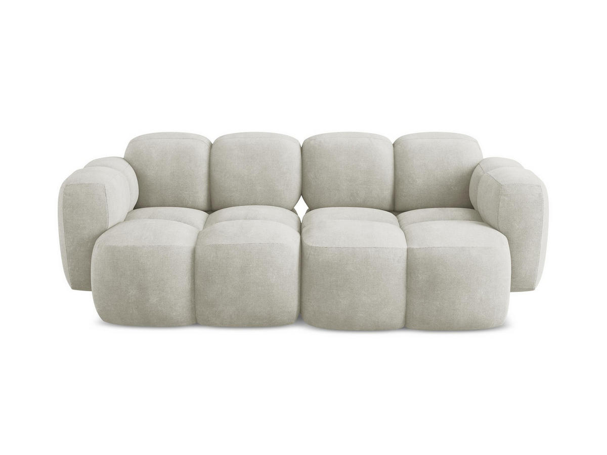 2-SITZER SOFA Chenille Stoff Creme - Perlmutt/Schwarz, Holzwerkstoff/Kunststoff (210/72/115cm) - Makamii